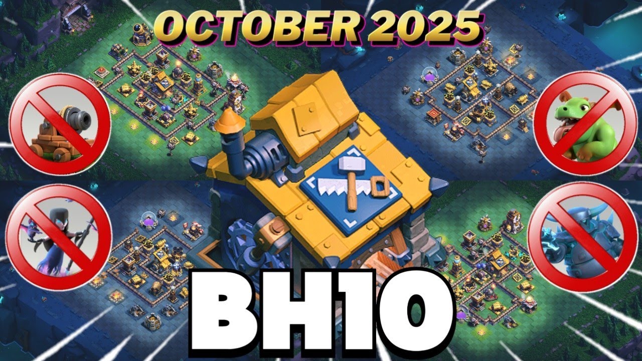 Top-10 Pro BUILDER HALL 10 WITH LINK + REPLAY || BH10 +5500 TROPHY BASE || BH10 BASE ANTI 6 STAR