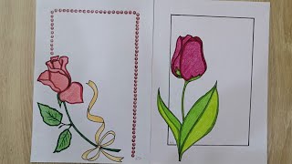 رسم وردة  ، تزیین الصفحة Beautiful and easy flower drawing, decorating the page