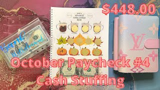 Cash Stuffing $448 | October Paycheck 4 | Budgeting, Cash Envelopes, Savings & Emergency Fund ?