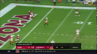 ... highlights the cardinals won after carson palmer threw a touchdown
to larr...