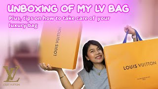 Unboxing of my Brand New LV bag, Louis Vuitton, Tips on how to take care of your luxury bags.