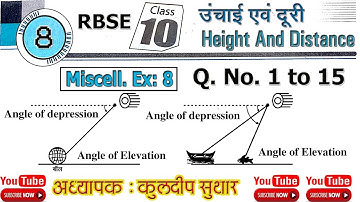 Class 10 Maths | Chapter 8 Height And Distance | Miscellaneous Ex 8 Q. no. 1 to 15 | Mann Ki Ganit