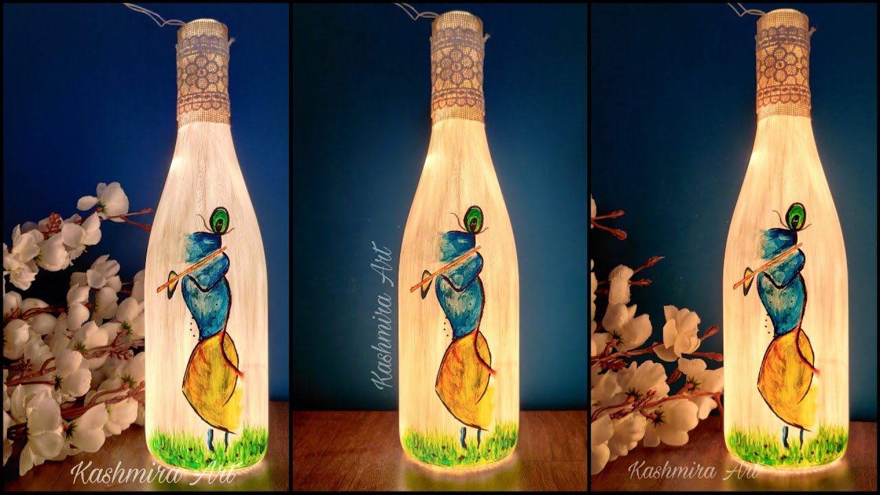 Shree Krishna Painting On Glass Bottle | Bottle Painting | DIY ...