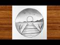 Easy circle scenery drawing | How to draw circle scenery drawing | Easy drawing for idea beginners