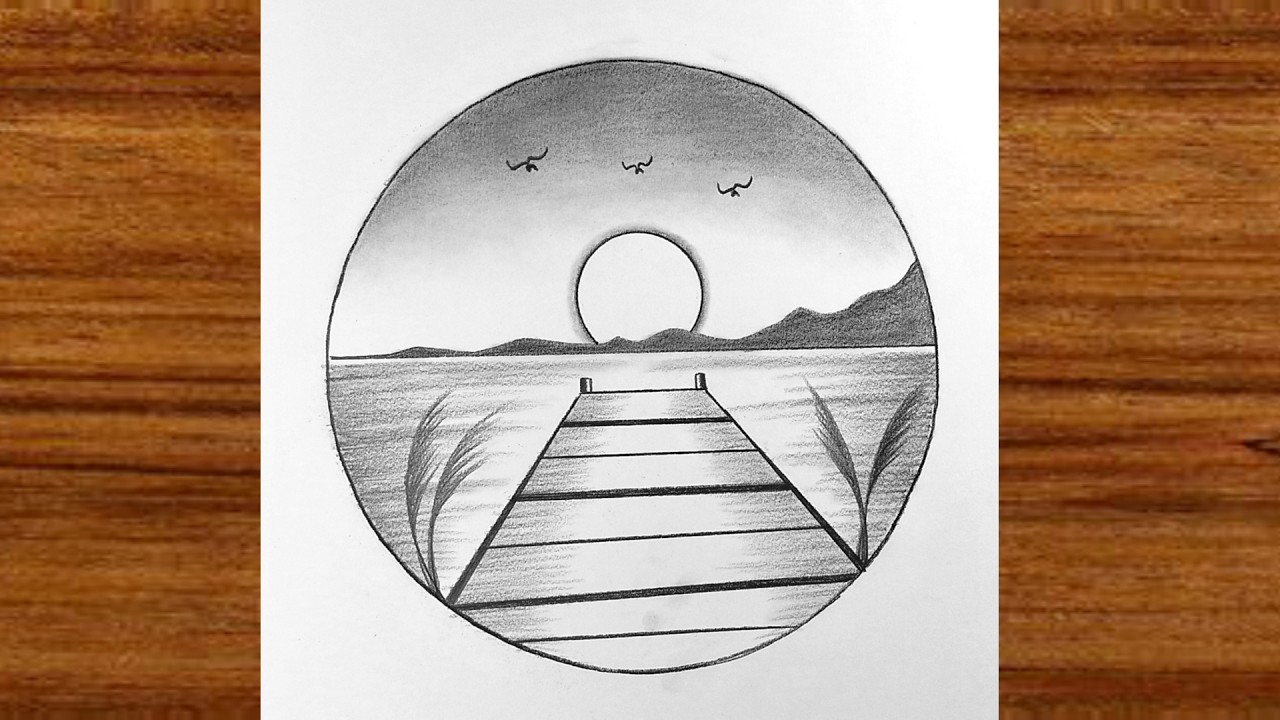 Easy circle scenery drawing | How to draw circle scenery drawing | Easy ...