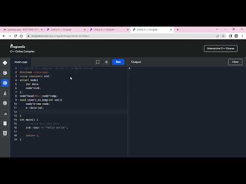Online C++ Compiler   Google Chrome Linked list in data structures (implementation at front)