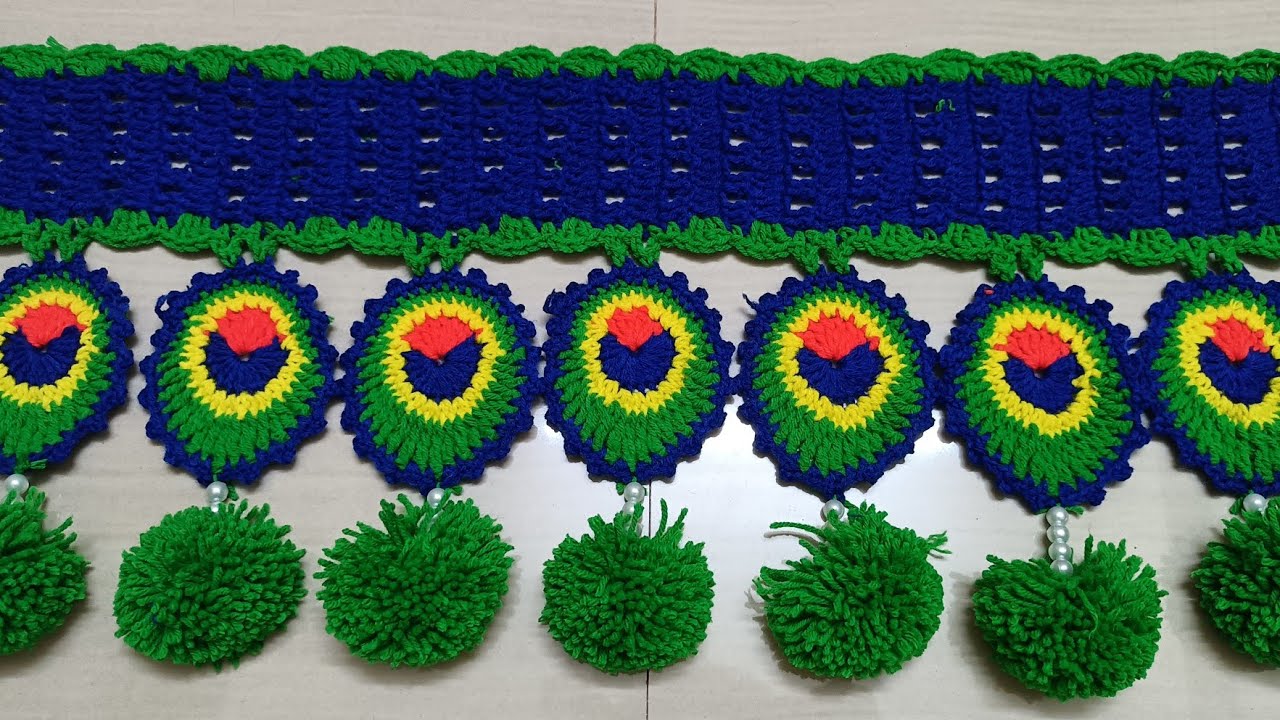 Peacock feather toran design 2022New toran design 2022Crochet moor pankh door hanging crochet