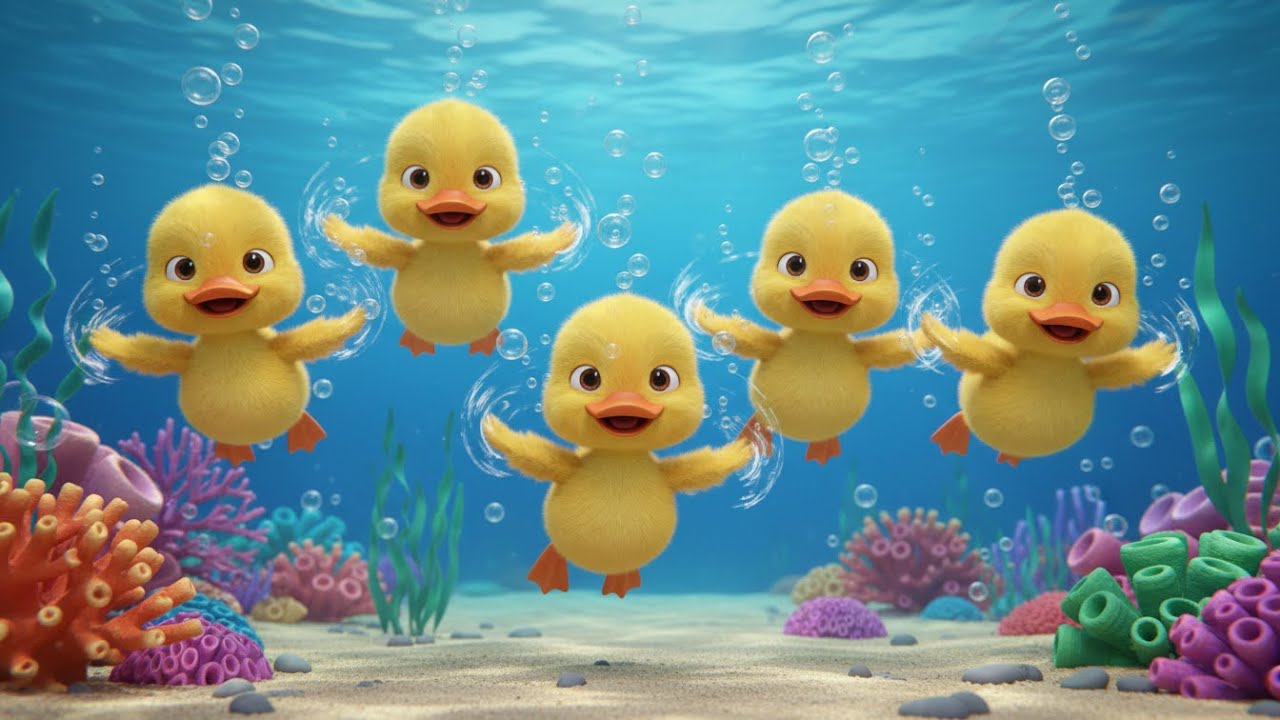 Five Little Ducks Under the Sea Song for Kids | Fun Counting & Ocean Nursery Rhymes 🦆🌊🎶