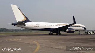 Boeing 757-200 M-RISE Towing On Taxi Way  Halim Perdanakusuma International Airport
