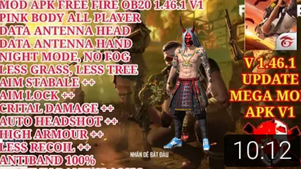 HACK Mod FREE FIRE OB20 1.46.V1, DATA ANTENNA, NIGHT MODE, HIGH