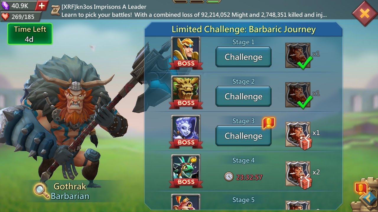 Lords mobile Barbarian limited Challenge stage 3 | Barbarian stage 3 | Barbaric journey stage 3