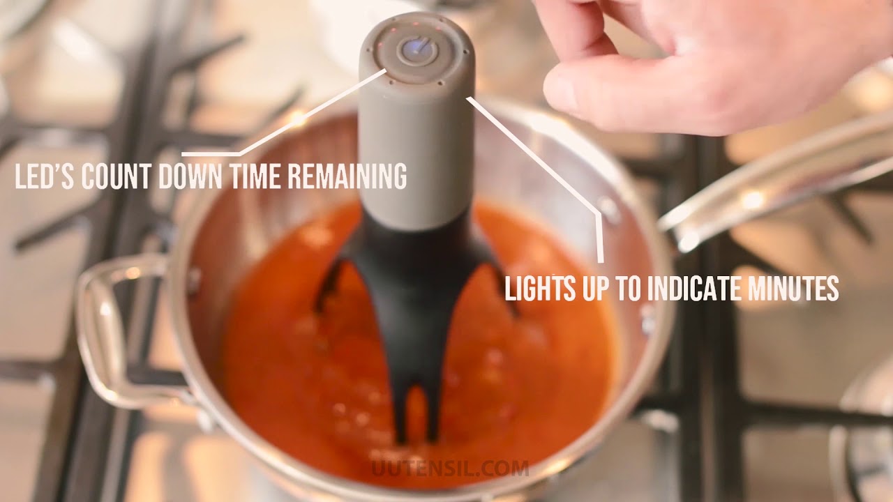 Uutensil StirrTime, Automatic Pan Stirrer with Timer, Light Gray & Gray:  Home & Kitchen 