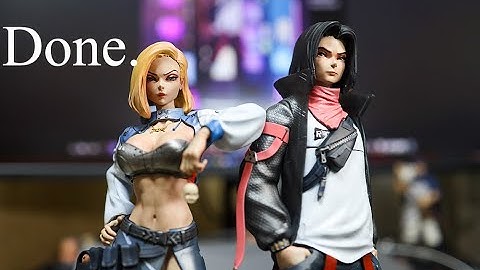 Cyberpunk Android17, Android18 3d printed figure painting