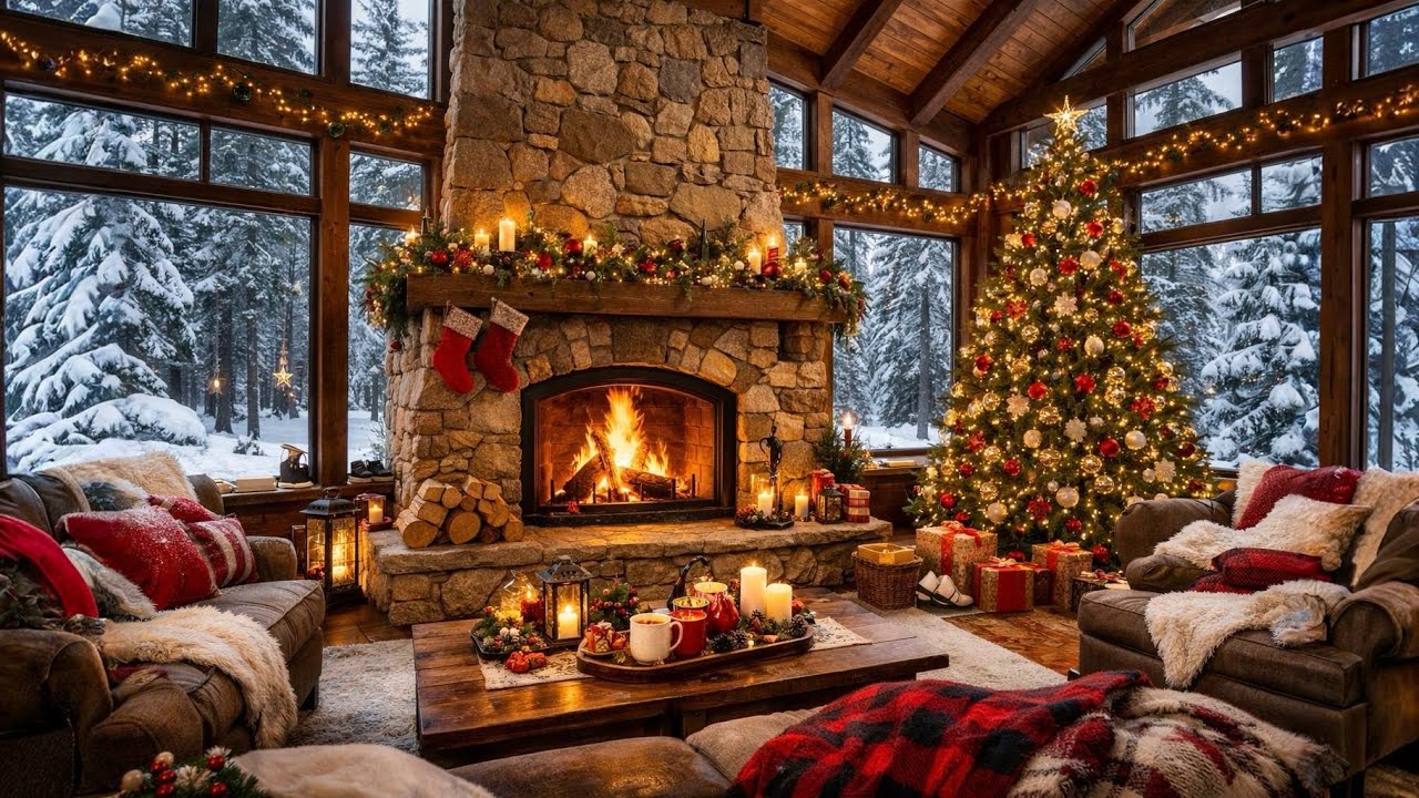 Live Cozy Fireplace in a Winter Forest | Warm Fire Sounds for Relaxation