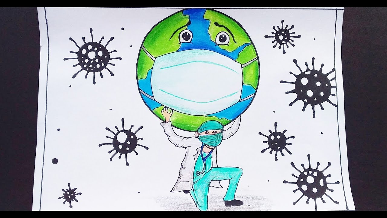 How to draw save earth from Coronavirus / how to draw ...