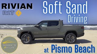 Rivian R1T Truck Soft Sand Mode at Pismo Beach