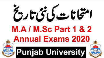 MA MSc Part 1 and 2 Annual Exams 2020 Date - MA MSc Annual Exams New Date 2020 - UTV