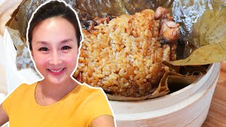 Chicken Sticky Rice in Lotus Leaf (Dim Sum Recipe) CiCi Li, Asian Home Cooking