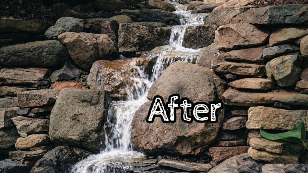 Ремонт старого протекающего водопада и пруда.