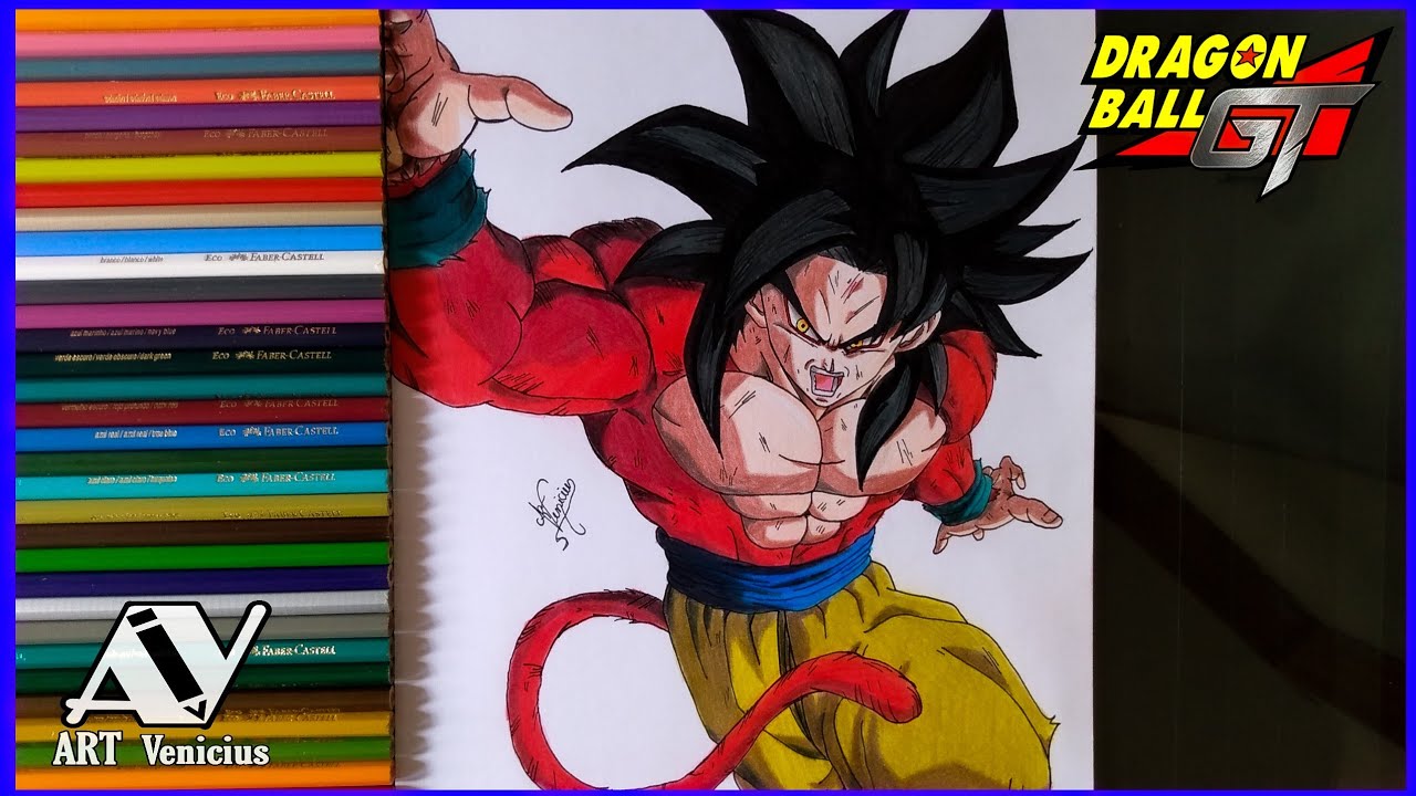 HOW TO DRAW GOKU SUPER SAYAJIN 4 FROM DRAGON BALL GT /// COMO DESENHAR O  GOKU SSJ4 DE DRAGON BALL GT 