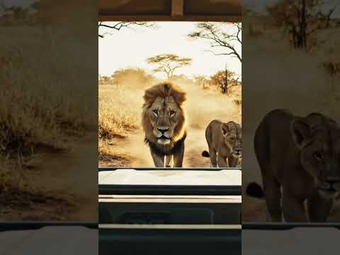 Lion getting very close during safari tour #lion #wildlife #animals