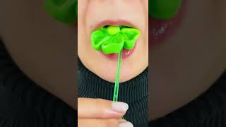 asmr LIME-COLORED JELLY FLOWER eating sounds mukbang food