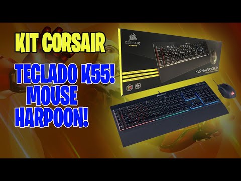 Unboxing Kit Teclado e Mouse Gamer Corsair K55 + Harpoon, RGB, ABNT2