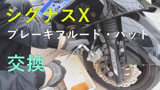 シグナスX　3型　フロントブレーキ一式　ピストン固着無し　パッド残有り シグナスX 3型 フロントブレーキ一式 ピストン固着無し パッド残