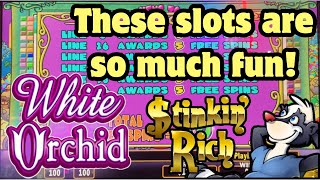 Loads of Fun and Bonuses on Stinkin Rich and White Orchid! #slots