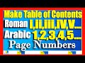 How to Insert Roman, Arabic Page Numbers & Make Table of Contents in Word Document (Easy Steps)*
