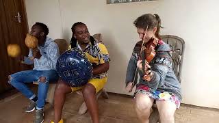 Vee Mhofu, Klara Ana Rosa and Kevin chikumburike rehasing mucheka weretso blending with a violin