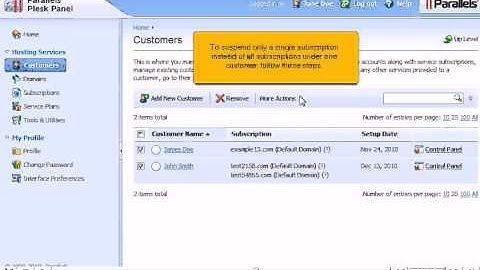 How to activate or suspend a Customer or Subscription in Plesk
