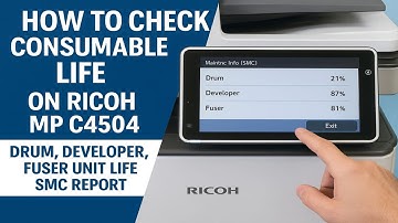 How to Check Consumable Life on Ricoh MP C4504 Printer Drum, Developer, Fuser Unit Life | SMC Report