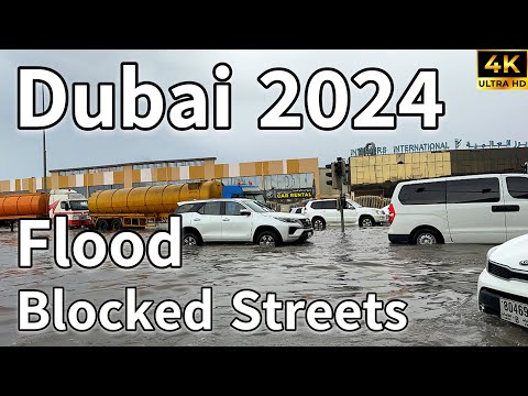 Dubai 🇦🇪 Flood Blocked Streets in Dubai! Heavy Rains Caused Flood in UAE! [ 4K ]