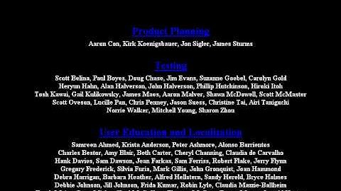 Access 97 Easter Egg - Credits