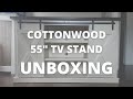 Unboxing twin star home cottonwood tv stand  for tvs up to 60 wtih sliding barn doors