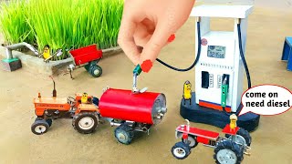 Mini Tractor transporting | tractor stuck on road without diesel science project |@NsTvKing