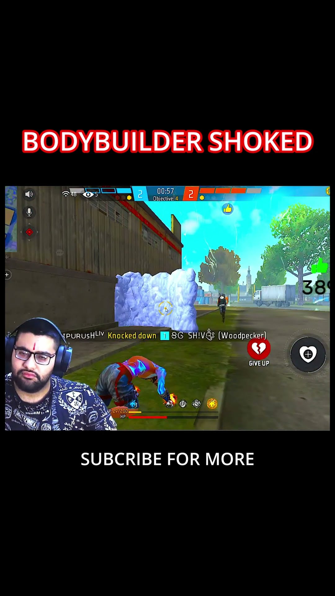 1 V 4 AGAINST BODYBUILDER?? WOODPEKER TOP 1 PLAYER HERE?? #ytshorts #shortsfeed #1v4 #adipurushff