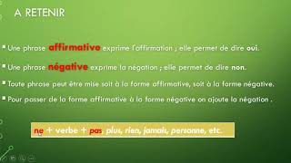 La phrase affirmative et la phrase négative -4AEP