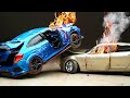 Crash test of honda civic vs bentley   slowmotion crash testing