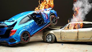 Crash Test of Honda Civic VS Bentley 😳 - Slow-motion Crash Testing