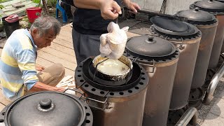 길거리에서 만드는 연탄 화로 로스트 치킨  / Briquette Stove Roast Chicken Soup - Taiwanese street food