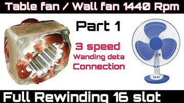 Full Rewinding 16 Slots 1440 Rpm table fan / Wall fan motar wanding in 3 speed in very easy