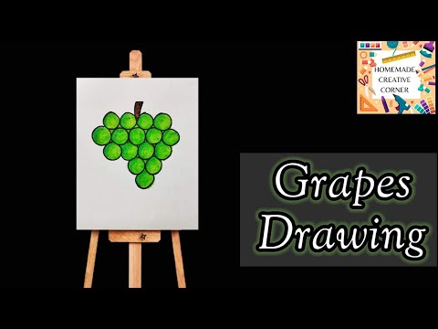 How to draw grapes | Grapes Drawing | Oil pastel art - Homemade Creative Corner