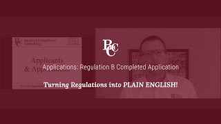 Applications: Regulation B Completed Application