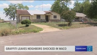 Offensive graffiti spray painted on Waco house