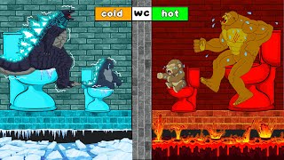 Rescue GODZILLA and KONG From TOILET MONSTERS: HOT VS COLD Challenge FUNNY | Godzilla Cartoon