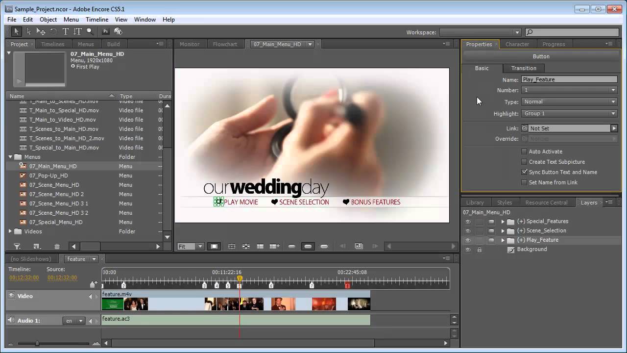 Encore Authoring motion menu