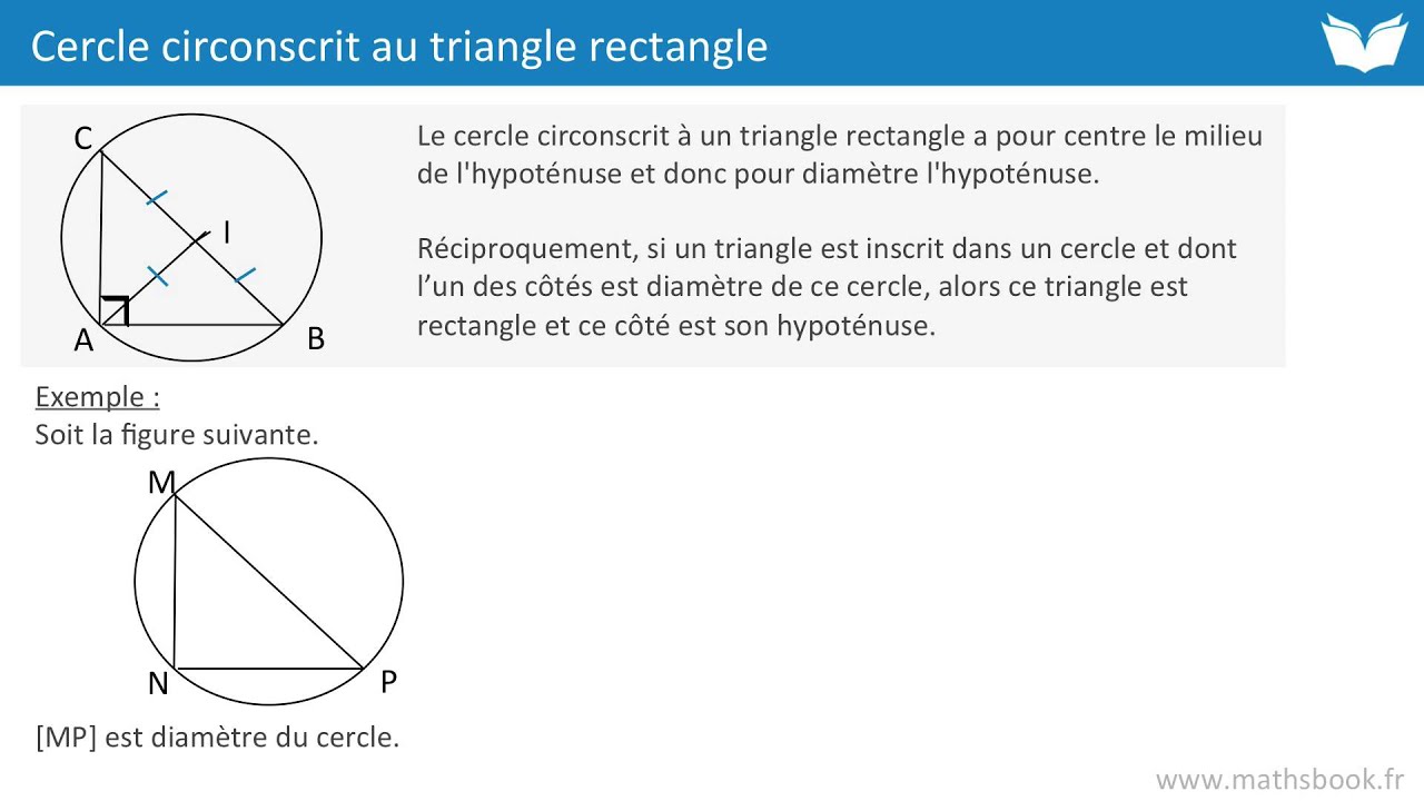 Cercle circonscrit au triangle rectangle - Cours de maths 