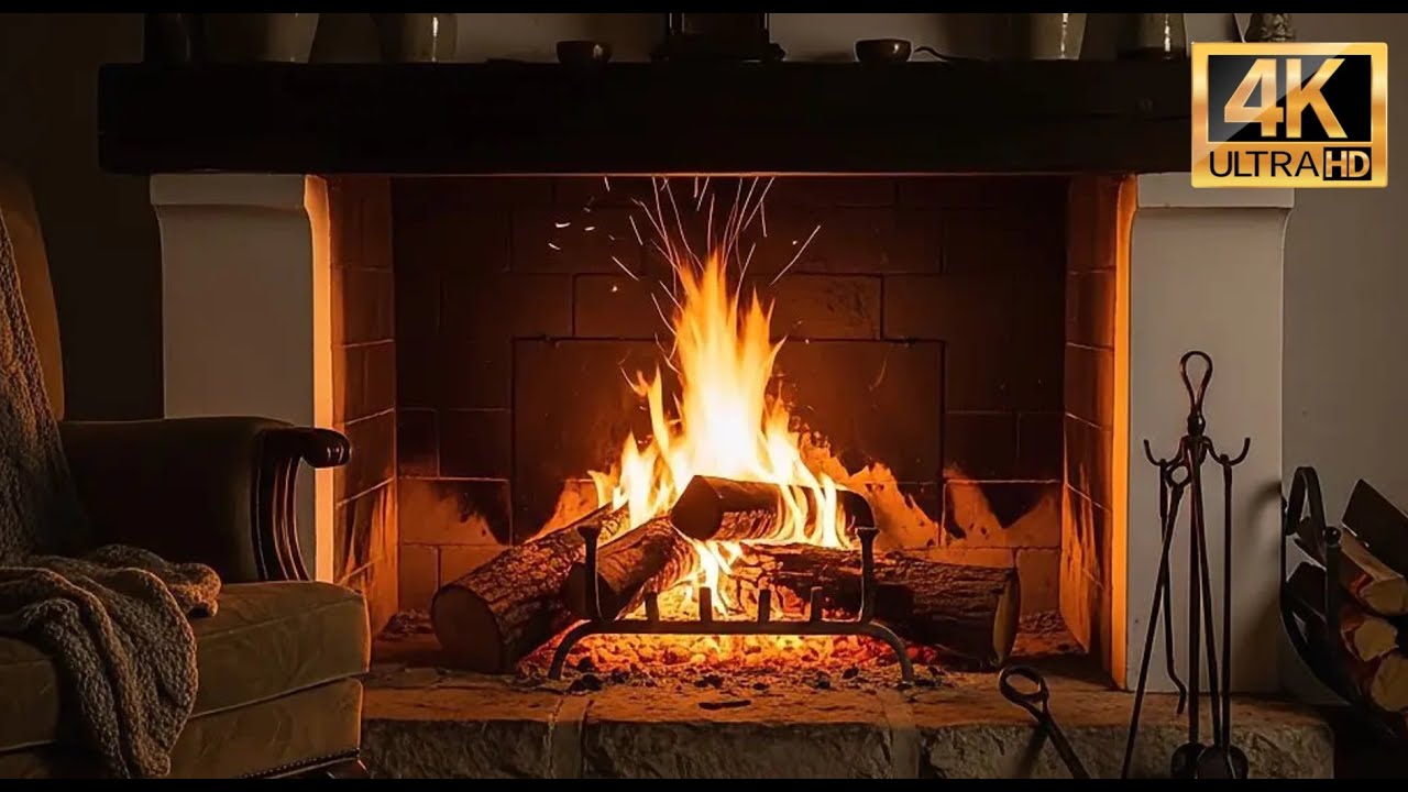 Warm Fireplace Ambience | Gentle Crackling Fire for Relaxation and Insomnia 4K, 8 Hours